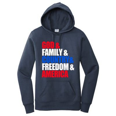 God Family Country Freedom Patriotic Holiday Gift Women's Pullover Hoodie