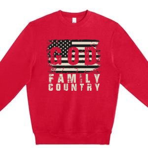 God Family Country Patriotic Proud Soldier USA Memorial Day Premium Crewneck Sweatshirt