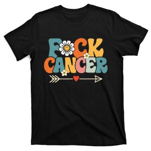 Groovy Fuck Cancer I Hate Cancer Breast Cancer Awareness T-Shirt