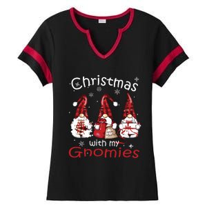 Gnome Family Christmas Shirts For Women Buffalo Plaid Ladies Halftime Notch Neck Tee