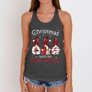 Gnome Family Christmas Shirts For Women Buffalo Plaid Women's Knotted Racerback Tank