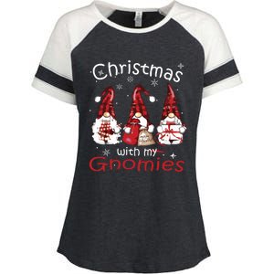 Gnome Family Christmas Shirts For Women Buffalo Plaid Enza Ladies Jersey Colorblock Tee