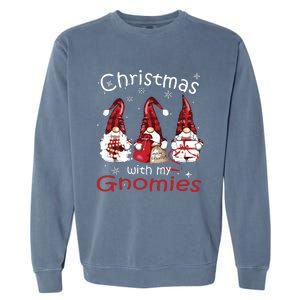 Gnome Family Christmas Shirts For Women Buffalo Plaid Garment-Dyed Sweatshirt