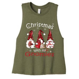 Gnome Family Christmas Shirts For Women Buffalo Plaid Women's Racerback Cropped Tank