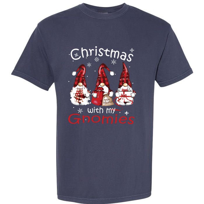 Gnome Family Christmas Shirts For Women Buffalo Plaid Garment-Dyed Heavyweight T-Shirt