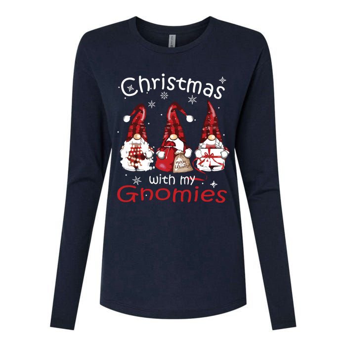 Gnome Family Christmas Shirts For Women Buffalo Plaid Womens Cotton Relaxed Long Sleeve T-Shirt