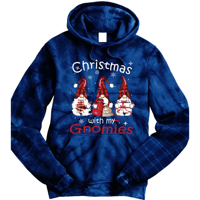 Gnome Family Christmas Shirts For Women Buffalo Plaid Tie Dye Hoodie