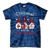 Gnome Family Christmas Shirts For Women Buffalo Plaid Tie-Dye T-Shirt