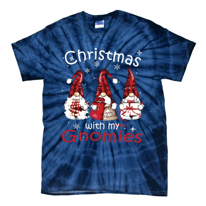 Gnome Family Christmas Shirts For Women Buffalo Plaid Tie-Dye T-Shirt