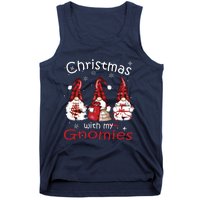 Gnome Family Christmas Shirts For Women Buffalo Plaid Tank Top