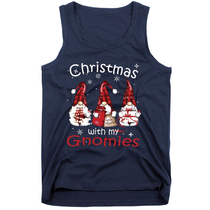 Gnome Family Christmas Shirts For Women Buffalo Plaid Tank Top