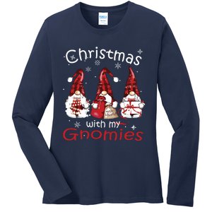 Gnome Family Christmas Shirts For Women Buffalo Plaid Ladies Long Sleeve Shirt