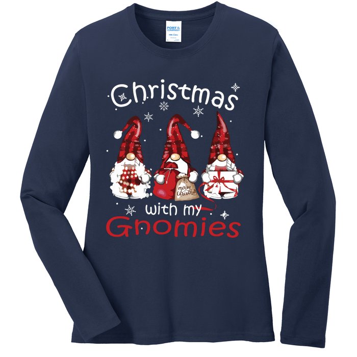 Gnome Family Christmas Shirts For Women Buffalo Plaid Ladies Long Sleeve Shirt