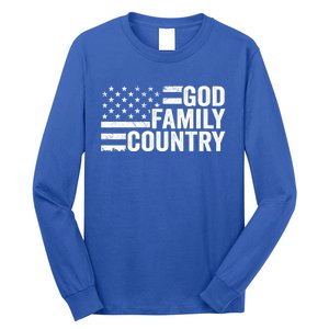 God Family Country Cool Gift Usa Patriotic Christian American Flag Cool Gift Long Sleeve Shirt