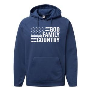 God Family Country Cool Gift Usa Patriotic Christian American Flag Cool Gift Performance Fleece Hoodie