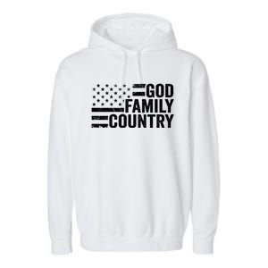 God Family Country Cool Gift Usa Patriotic Christian American Flag Cool Gift Garment-Dyed Fleece Hoodie