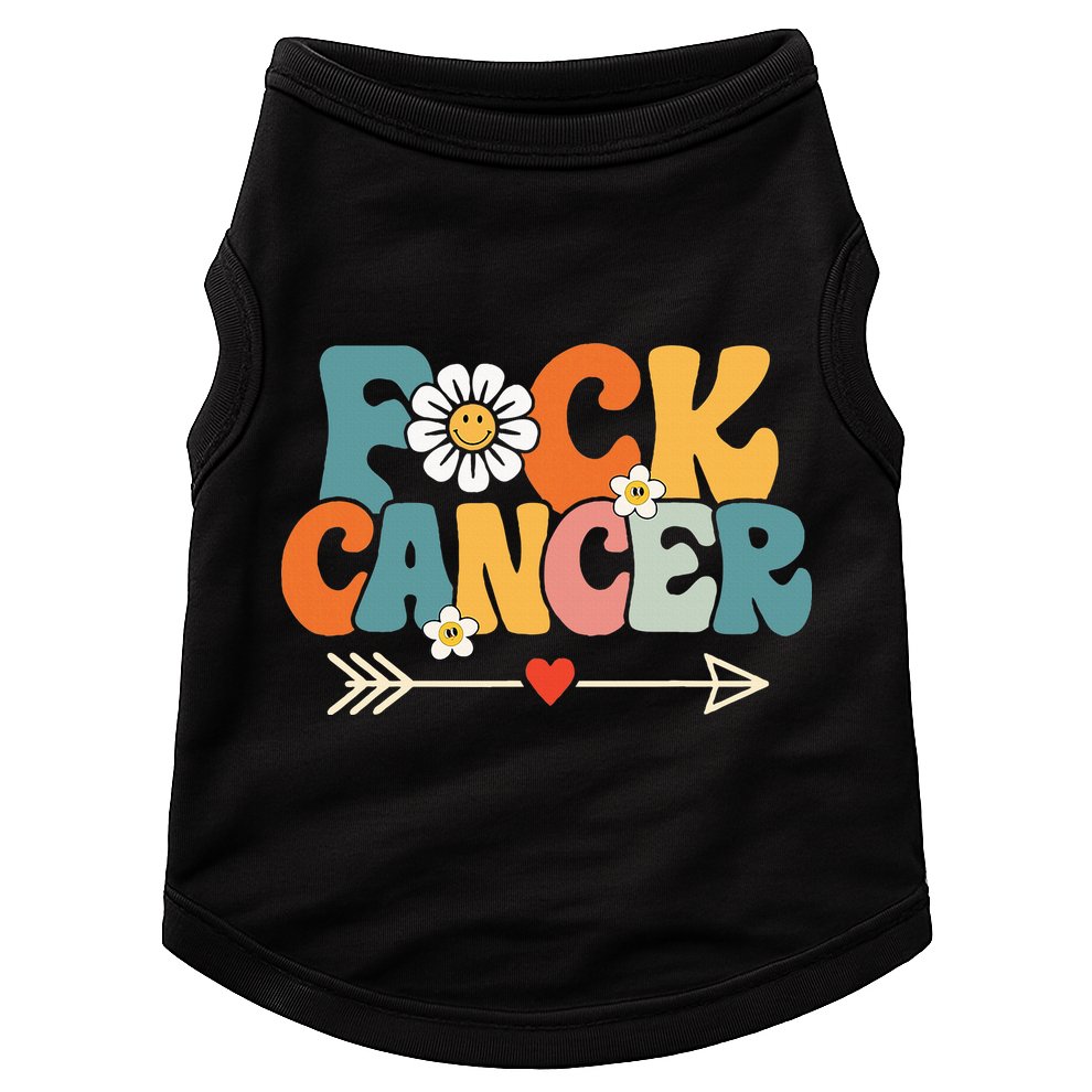 Groovy Fuck Cancer I Hate Cancer Breast Cancer Awareness Doggie Tank