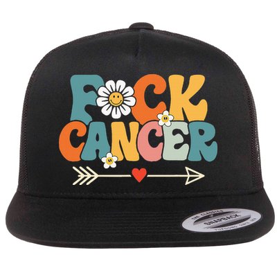 Groovy Fuck Cancer I Hate Cancer Breast Cancer Awareness Flatbill Hat