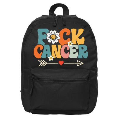 Groovy Fuck Cancer I Hate Cancer Breast Cancer Awareness 16 in Basic Backpack