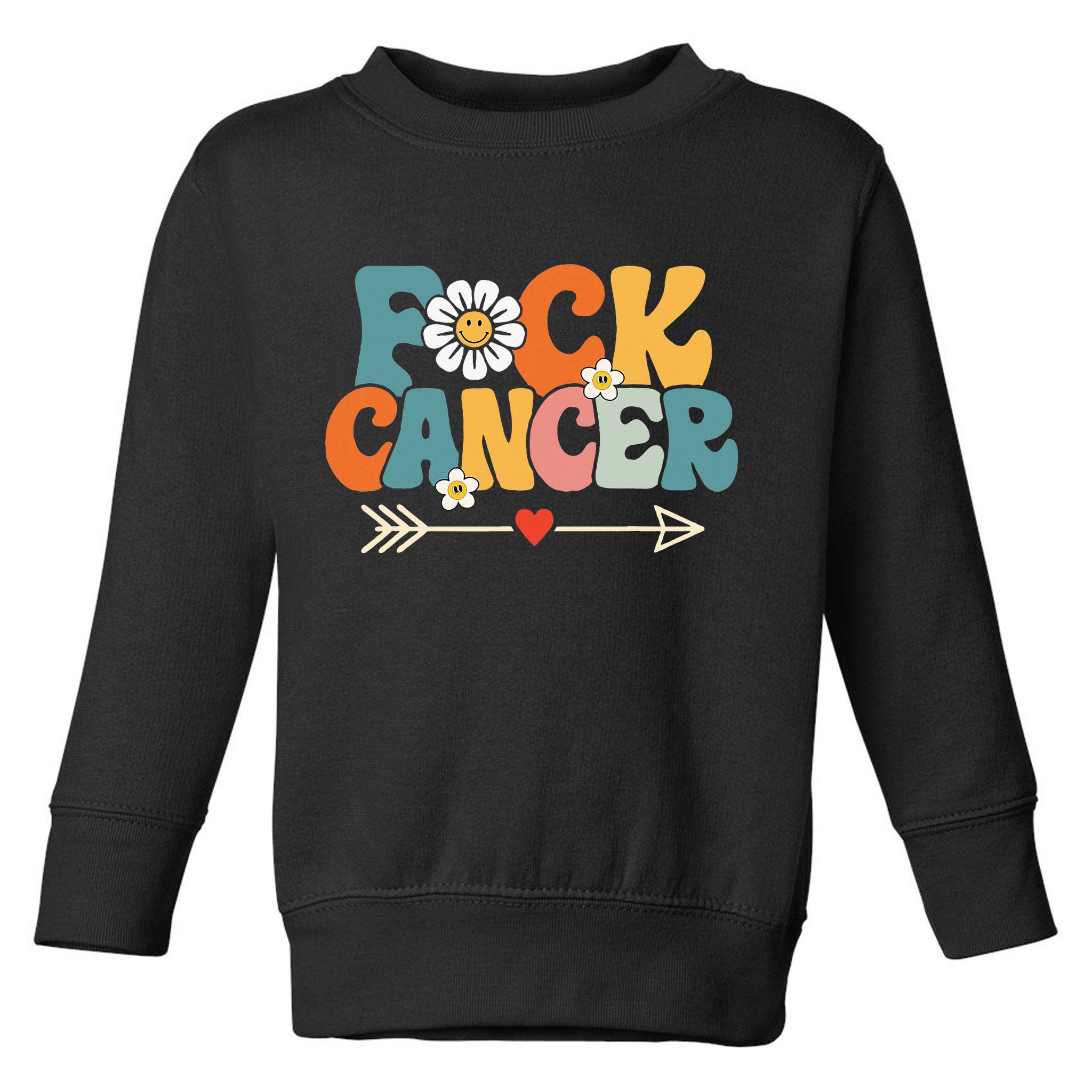 Groovy Fuck Cancer I Hate Cancer Breast Cancer Awareness Toddler Sweatshirt