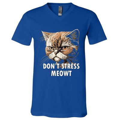 Grumpy Funny Cat Dont Stress Meowt Silly Cats Lover Great Gift V-Neck T-Shirt