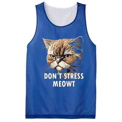 Grumpy Funny Cat Dont Stress Meowt Silly Cats Lover Great Gift Mesh Reversible Basketball Jersey Tank