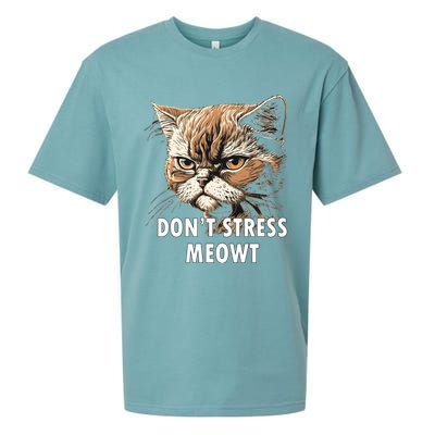 Grumpy Funny Cat Dont Stress Meowt Silly Cats Lover Great Gift Sueded Cloud Jersey T-Shirt