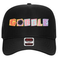 Gobble Funny Cute Turkey Face Cute Turkey Family Thanksgiving Thanksgivings High Crown Mesh Back Trucker Hat