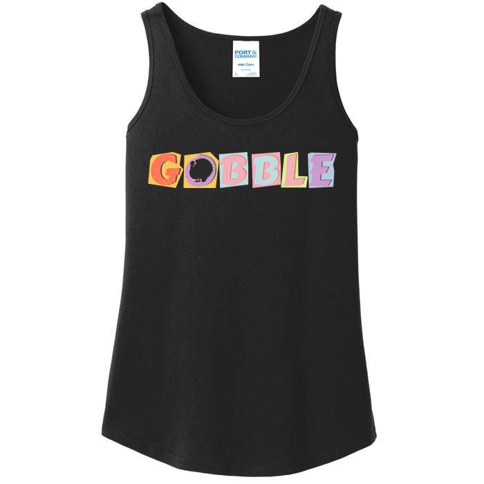 Gobble Funny Cute Turkey Face Cute Turkey Family Thanksgiving Thanksgivings Ladies Essential Tank