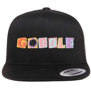 Gobble Funny Cute Turkey Face Cute Turkey Family Thanksgiving Thanksgivings Flat Bill Trucker Hat