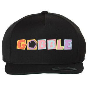 Gobble Funny Cute Turkey Face Cute Turkey Family Thanksgiving Thanksgivings Wool Snapback Cap