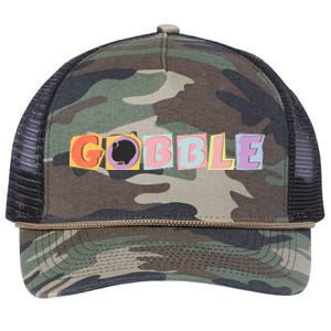 Gobble Funny Cute Turkey Face Cute Turkey Family Thanksgiving Thanksgivings Retro Rope Trucker Hat Cap