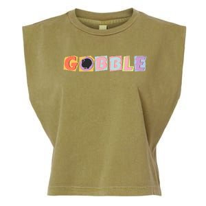 Gobble Funny Cute Turkey Face Cute Turkey Family Thanksgiving Thanksgivings Garment-Dyed Women's Muscle Tee