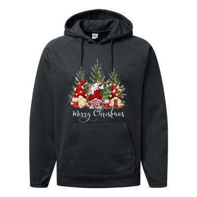 Gnome Family Christmas Buffalo Plaid Merry Christmas Performance Fleece Hoodie