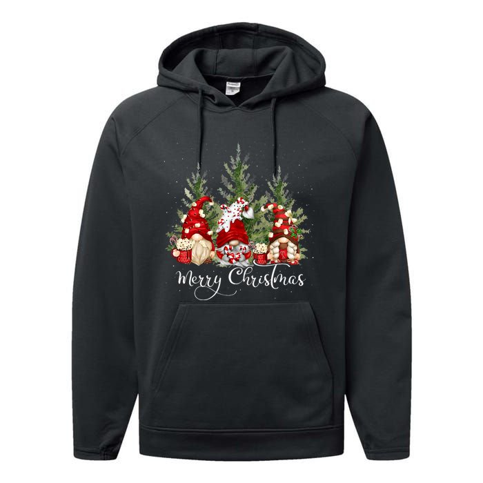 Gnome Family Christmas Buffalo Plaid Merry Christmas Performance Fleece Hoodie