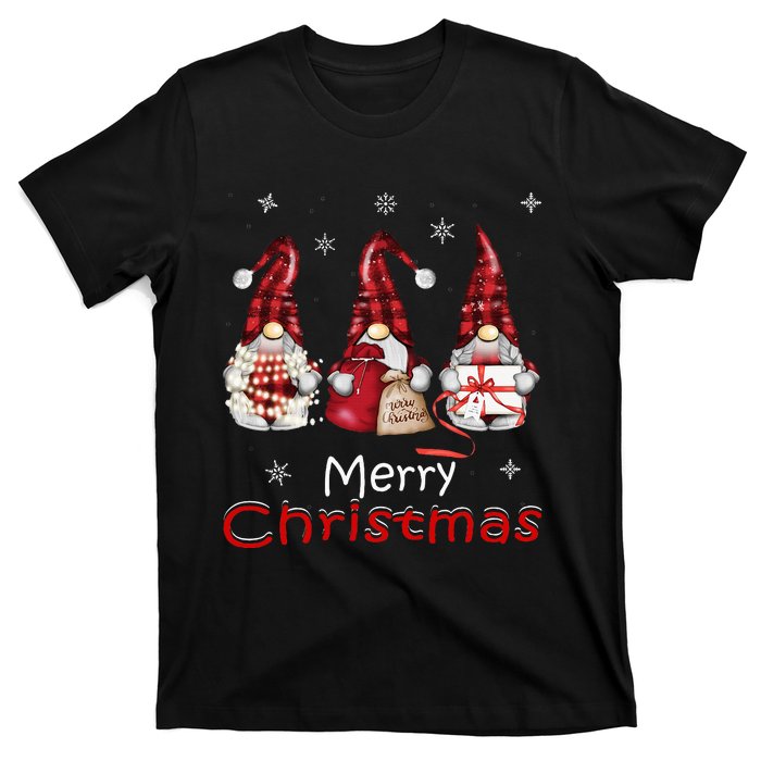 Gnome Family Christmas Buffalo Plaid T-Shirt