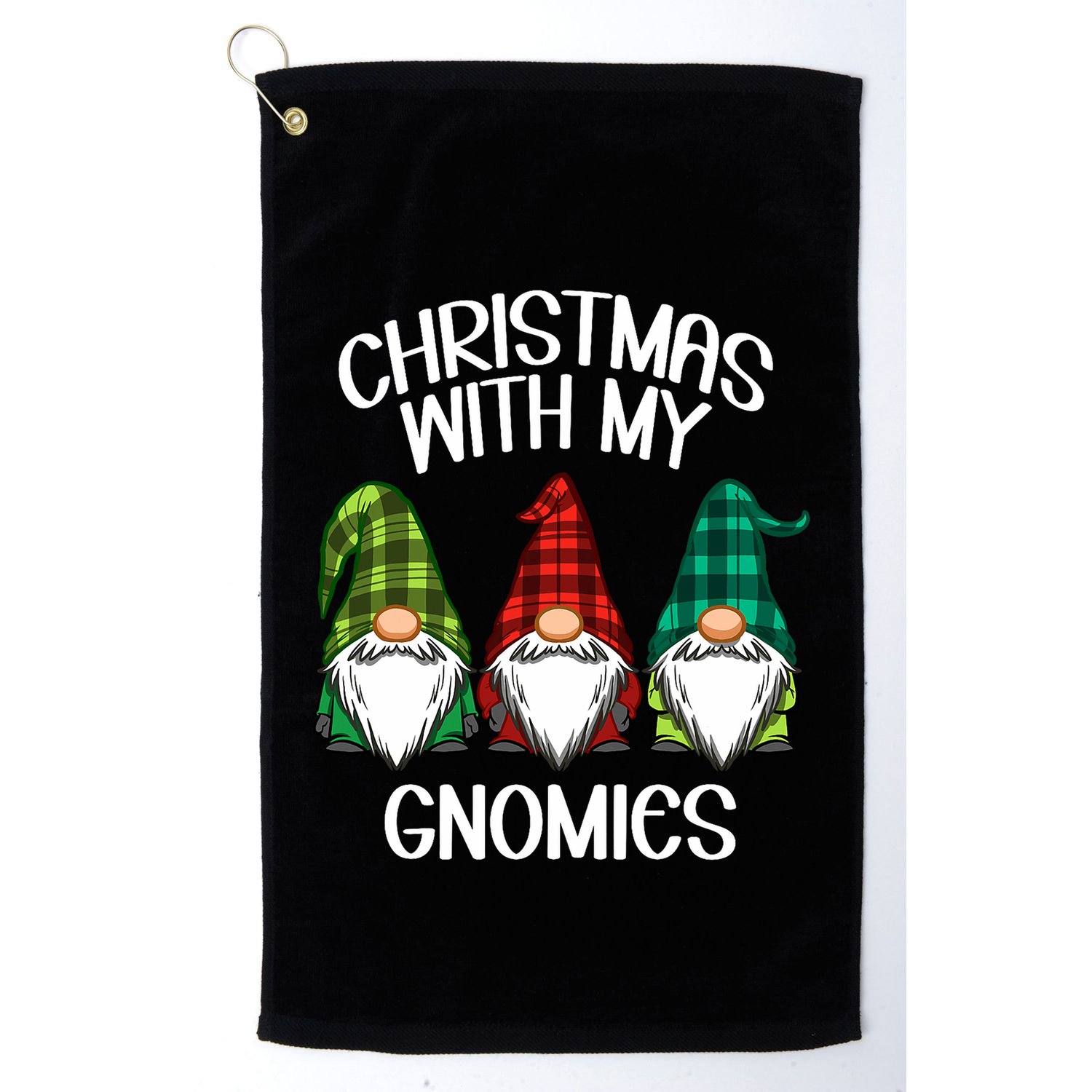 Gnome Family Christmas Buffalo Plaid Golf Towel