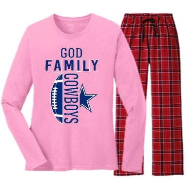 God Family Cowboys FatherS Day Women's Long Sleeve Flannel Pajama Set 