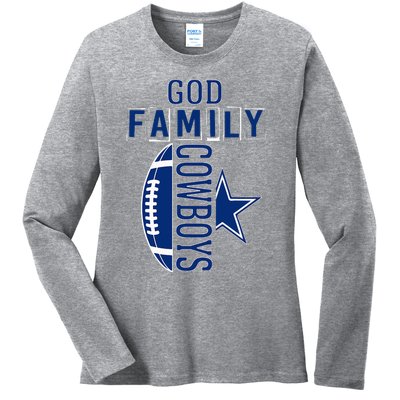 God Family Cowboys FatherS Day Ladies Long Sleeve Shirt