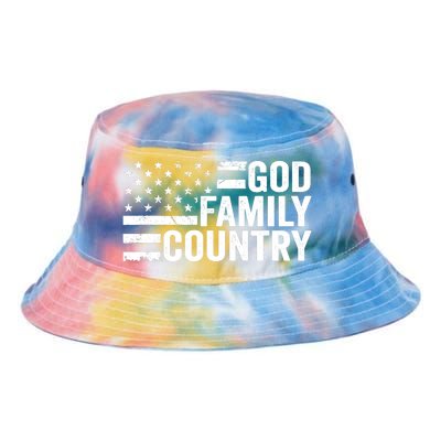 God Family Country - Patriotic Christian American Flag Tie Dye Newport Bucket Hat