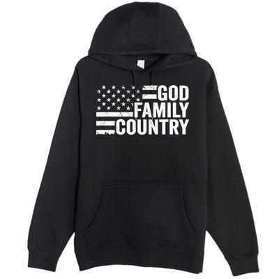 God Family Country - Patriotic Christian American Flag Premium Pullover Hoodie