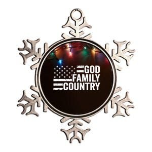 God Family Country - Patriotic Christian American Flag Metallic Star Ornament