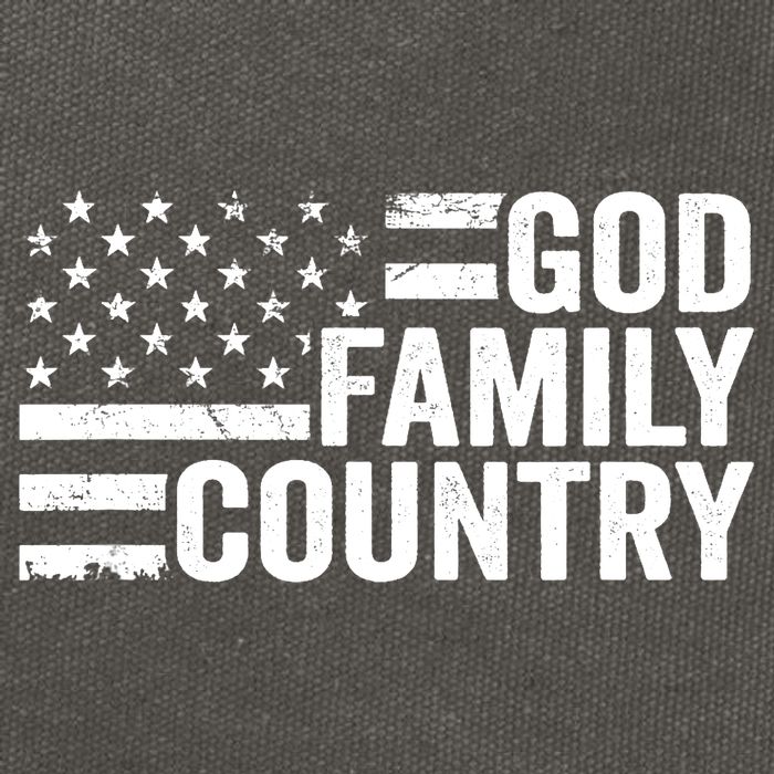 God Family Country - Patriotic Christian American Flag Cotton Canvas Backpack