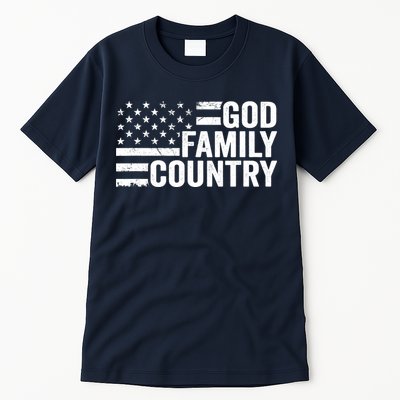 God Family Country - Patriotic Christian American Flag Tall T-Shirt