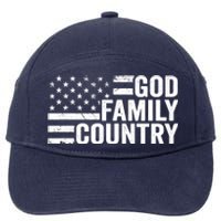 God Family Country - Patriotic Christian American Flag 7-Panel Snapback Hat