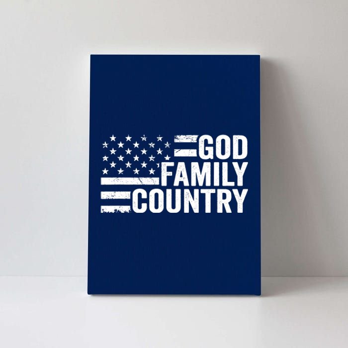 God Family Country - Patriotic Christian American Flag Canvas