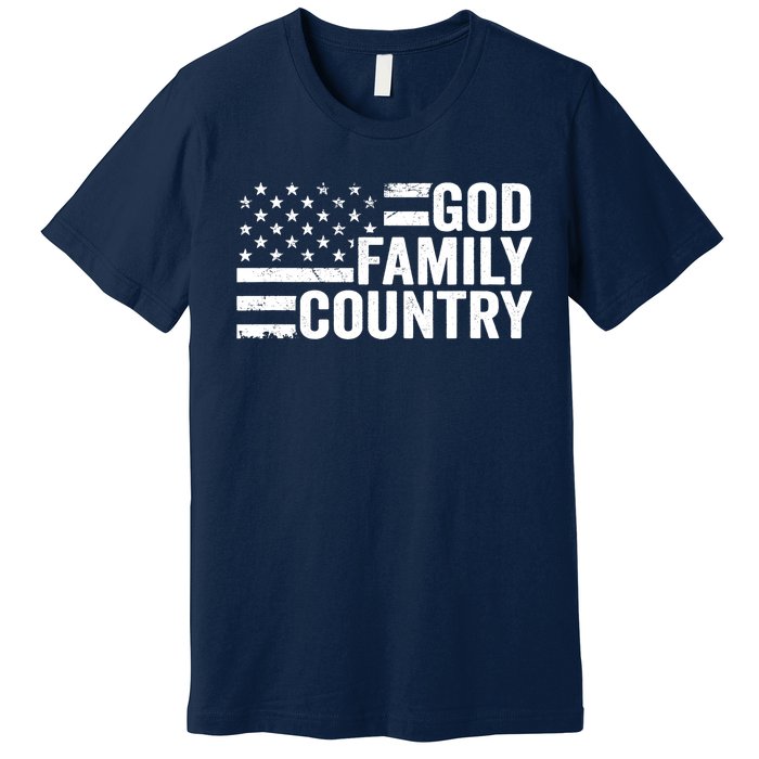 God Family Country - Patriotic Christian American Flag Premium T-Shirt