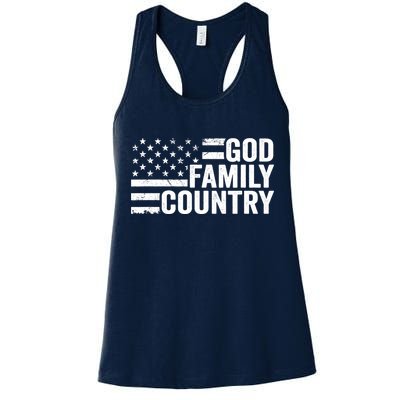 God Family Country - Patriotic Christian American Flag Womens Tank Top