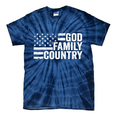 God Family Country - Patriotic Christian American Flag Tie-Dye T-Shirt