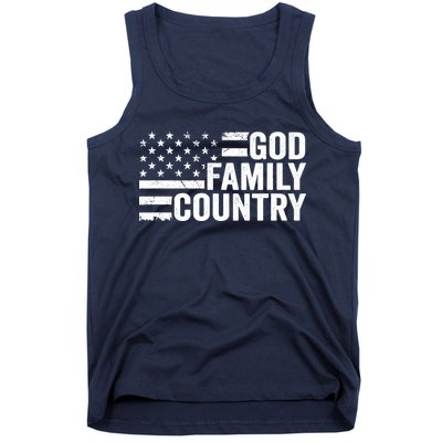 God Family Country - Patriotic Christian American Flag Tank Top